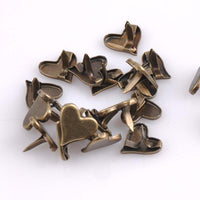 50pcs Bronze Heart Brads 11x10mm