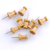 50pcs Nautral Wood Pushpin Round Thumbtack Pins 10x19mm