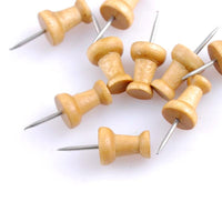 50pcs Nautral Wood Pushpin Round Thumbtack Pins 10x19mm