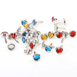 50pcs Mixed Multicolor Mini Cute Diamond Studs 15x8.5mm